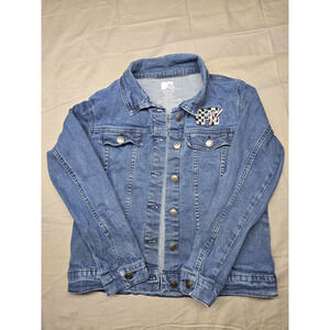 MTV Denim Jacket Youth XL 14-16 Checkerboard Patch Music Television Retro 2000s